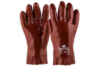 Majestic Handschoen PVC rood enkel gedipt 27 CM, Rood