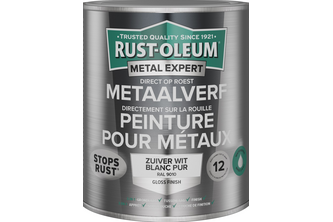 RUST-OLEUM Metal Expert Metaalverf Direct op roest waterbasis 750 ML, Zuiverwit- RAL 9010