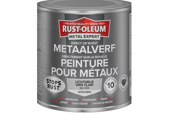 RUST-OLEUM Metal Expert Metaalverf Direct op roest zijdeglans 250 ML, Lichtgrijs - RAL 7035