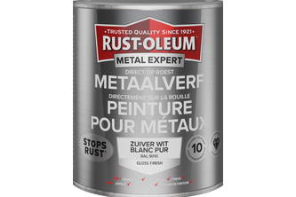 RUST-OLEUM Metal Expert Metaalverf Direct op roest hoogglans 750 ML, Zuiverwit- RAL 9010