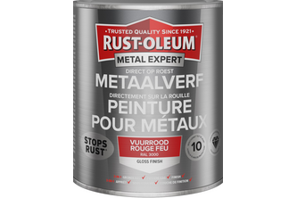 RUST-OLEUM Metal Expert Metaalverf Direct op roest hoogglans 750 ML, Vuurrood – RAL 3000