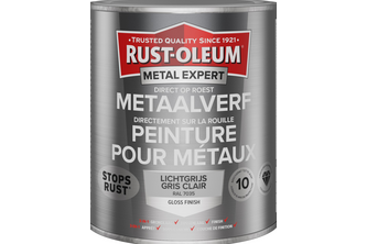 RUST-OLEUM Metal Expert Metaalverf Direct op roest hoogglans 750 ML, Lichtgrijs - RAL 7035