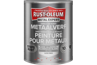 RUST-OLEUM Metal Expert Metaalverf Direct op roest hoogglans 750 ML, Blank aluminium – RAL 9006