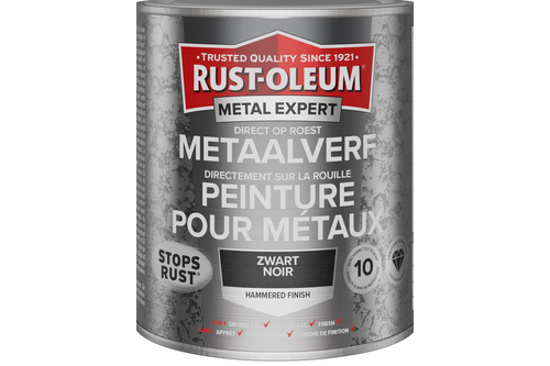 Rust-oleum metal expert metaalverf direct op roest hamerslag 750 ml, zwart