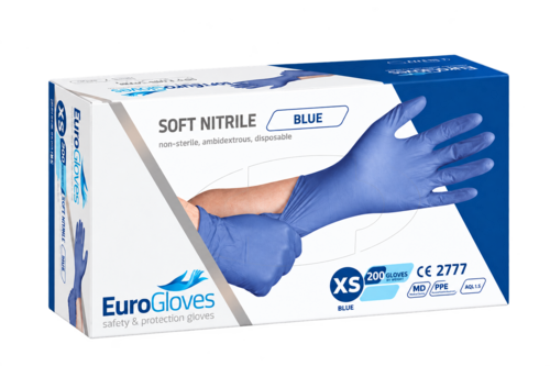 Eurogloves soft-nitrile handschoenen - blauw 200 stuks, xs
