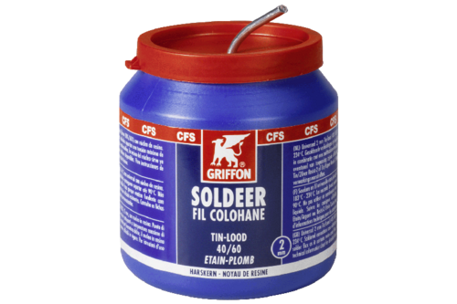 Griffon draadsoldeer tin/lood 40/60 harskern Ø 2 mm, 500 gram, pot