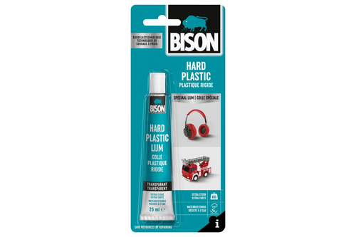 Bison hard plastic lijm 25 ml, tube
