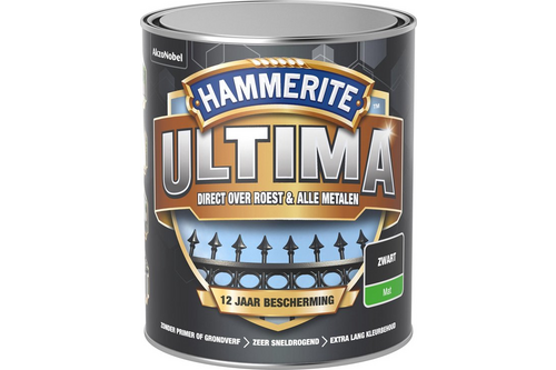 Hammerite ultima metaallak 3-in-1 mat, 750 ml, zwart