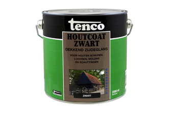 Tenco Houtcoat Waterbasis 2,5 liter, Zwart – dekkend zijdeglans