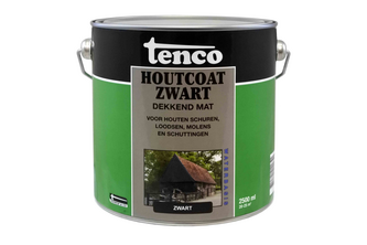 Tenco Houtcoat Waterbasis 2,5 liter, Zwart – dekkend mat