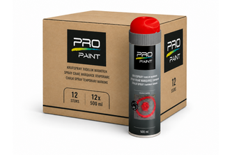 PRO-Paint Krijtspray (Tijdelijke markering) 12 stuks, 500 ML, Rood