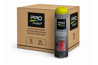 PRO-Paint Krijtspray (Tijdelijke markering) 12 stuks, 500 ML, Geel