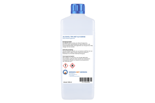 Alcohol 70% met glycerine 1 liter, fles