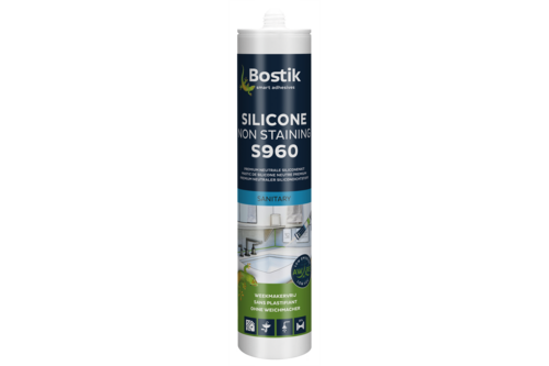 Bostik premium aware silicone non staining s960 310 ml, zwart, koker
