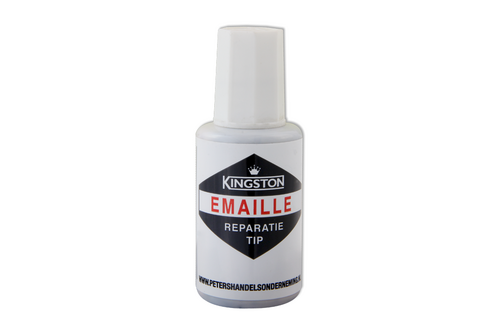 Kingston emaille reparatie tip hoogglans, 20 ml, wit, ral 9010, flacon met kwast