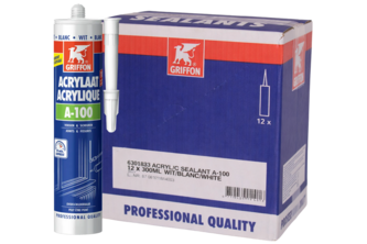 Griffon Acrylic Sealant A-100 12 stuks, 300 ML, Wit, Koker