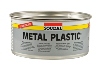 Soudal Polyester Plamuur Metal Plastic 2 KG, Blik + verharder