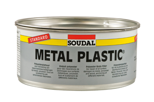 Soudal polyester plamuur metal plastic 2 kg, blik + verharder