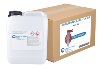 Chloorbleekloog  /  Natriumhypochloriet Dopkraan, 4 x 5 liter, Doos