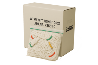 POETSLAPPEN HK KATOEN WIT 25 KG, Wit