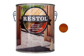 Restol Houtolie Zijdeglans 2,5 liter, Roodbruin