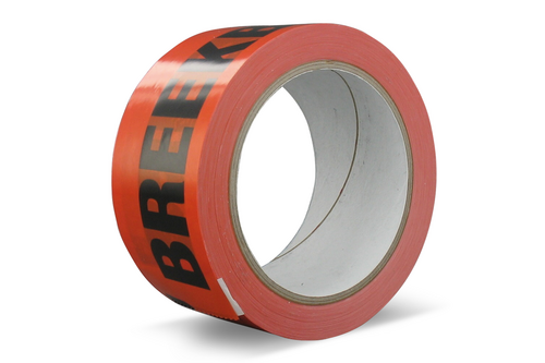 Technotape bedrukte verpakkingstape breekbaar pvc solvent 50 mm x 66 m x 33µ, oranje | zwarte letter
