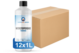 Waterstofperoxide Foodgrade 3% 2 Spraytriggers, 12 x 1 liter, Doos
