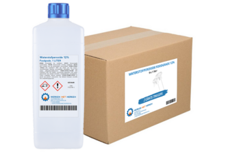 Waterstofperoxide Foodgrade 12% 2 Spraytriggers, 12 x 1 liter, Doos