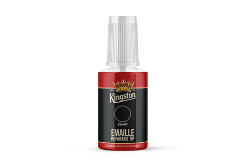 Kingston emaille reparatie tip hoogglans, 20 ml, zwart, ral 9005, flacon met kwast