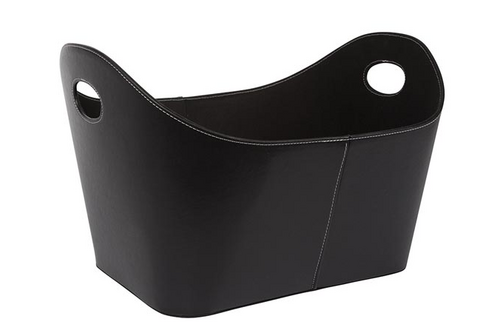 Velleman perel houtmand - zwart lederlook - 56 x 43 x 35 cm