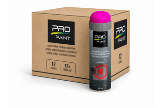 PRO-Paint Krijtspray (Tijdelijke markering) 12 stuks, 500 ML, ROSE